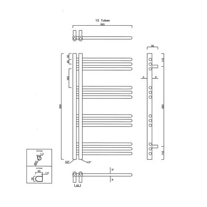 Sapho - Kupatilski radijator DORLION 90x50 cm mat crna