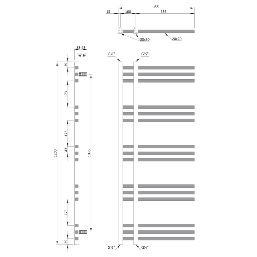 Sapho - Kupatilski radijator MAGDALENA 120x50 cm sjajni hrom