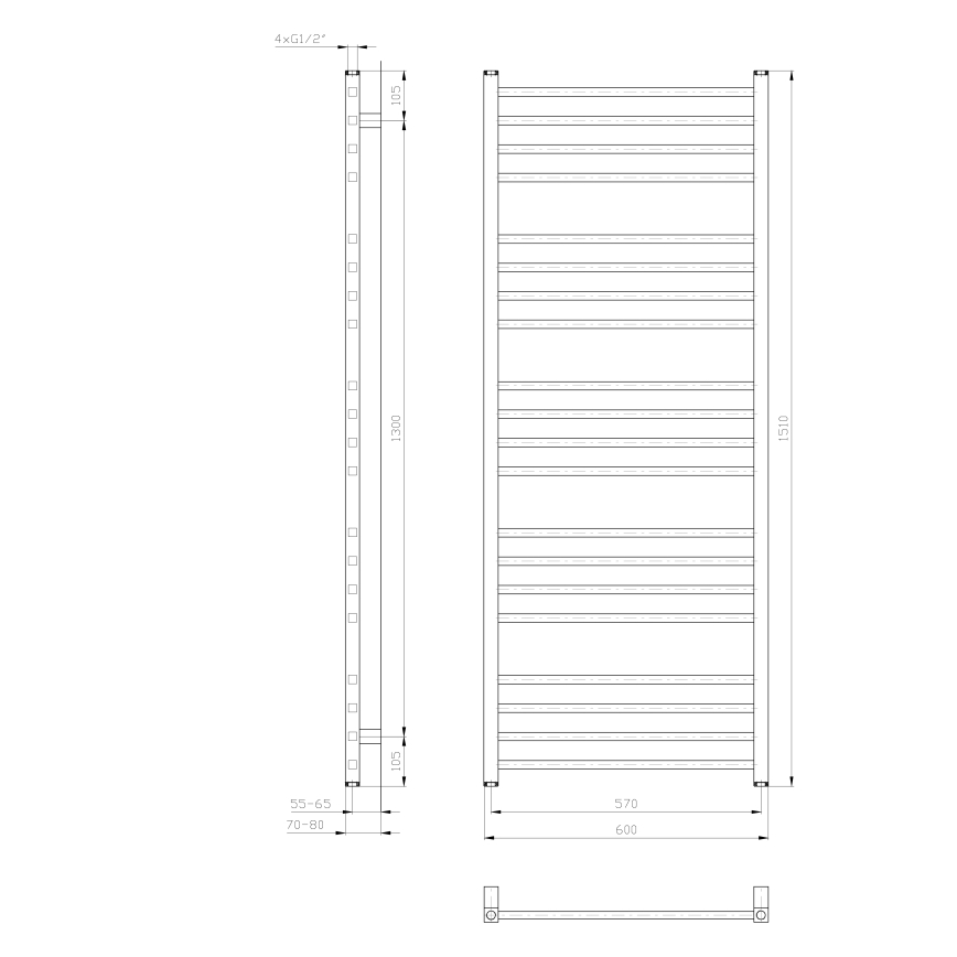 Sapho - Kupatilski radijator METRO 60x151x60 cm beli