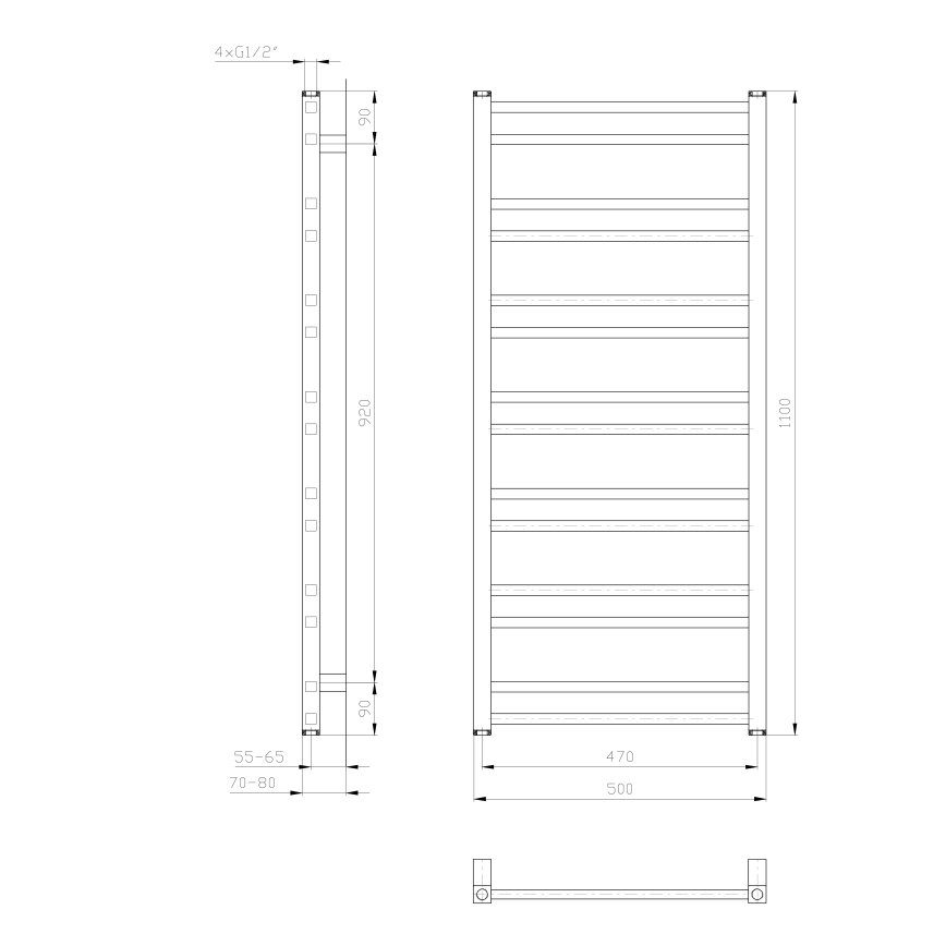 Sapho - Kupatilski radijator METRO DOS 110x50 cm, mat beli