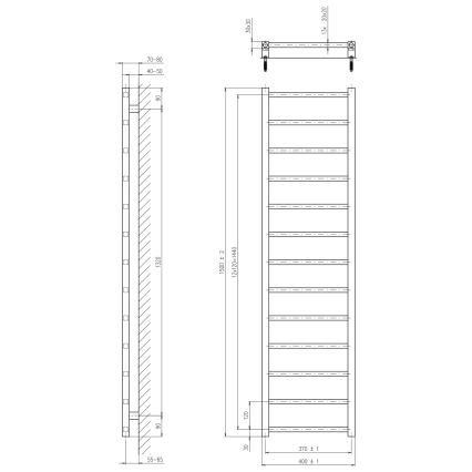 Sapho - Kupatilski radijator METRO DOS 150x40 cm mat crne boje