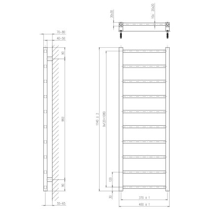 Sapho - Kupatilski radijator METRO DOS 247W/230V 40x114 cm mat crne boje
