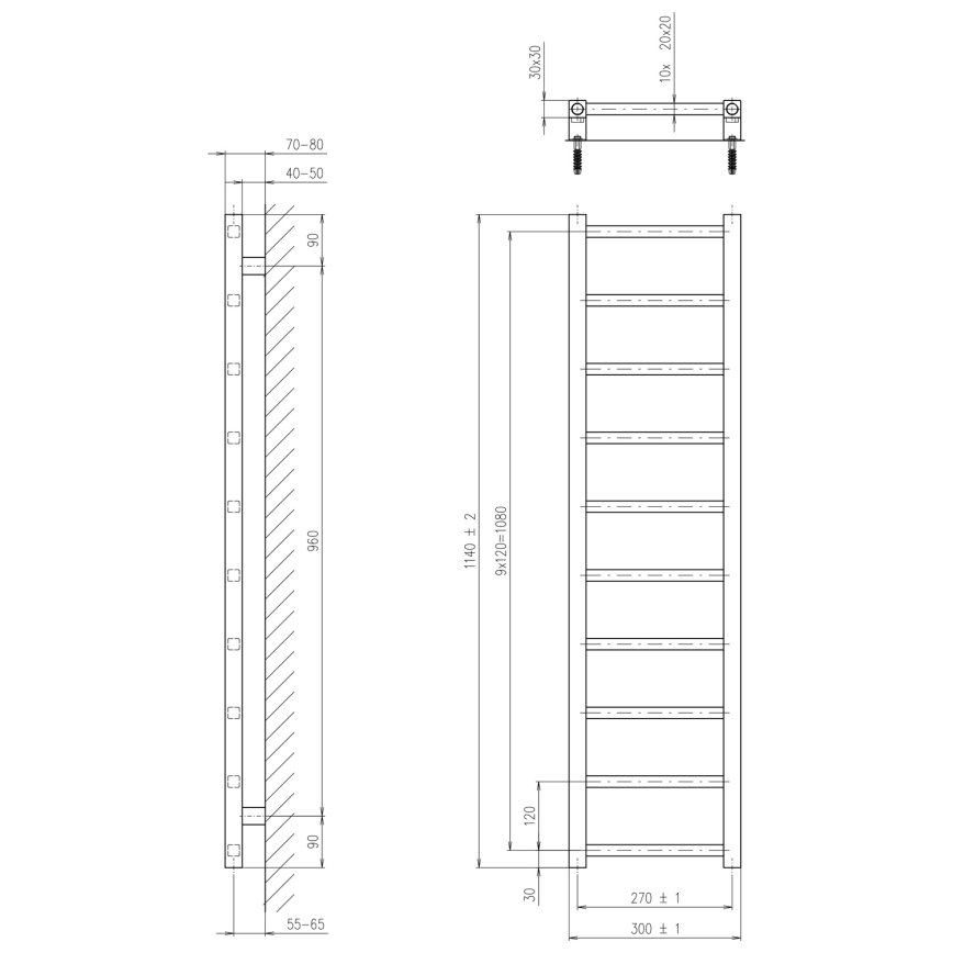 Sapho - Kupatilski radijator METRO LIGHT 114x30 cm sjajni hrom