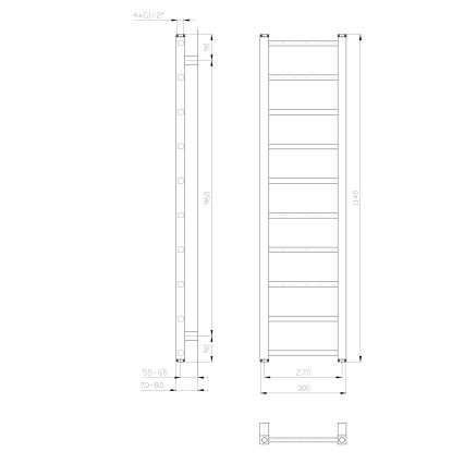 Sapho - Kupatilski radijator METRO LIGHT 114x30 cm sjajni hrom