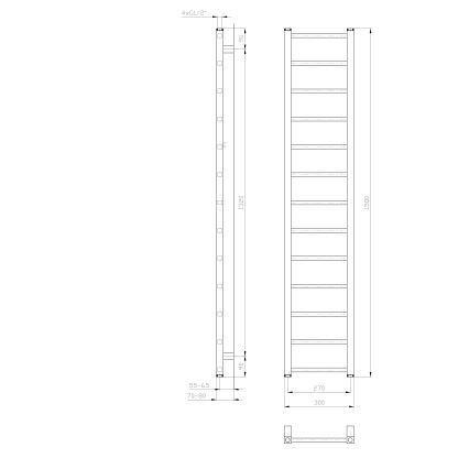 Sapho - Kupatilski radijator METRO LIGHT 150x30 cm beo