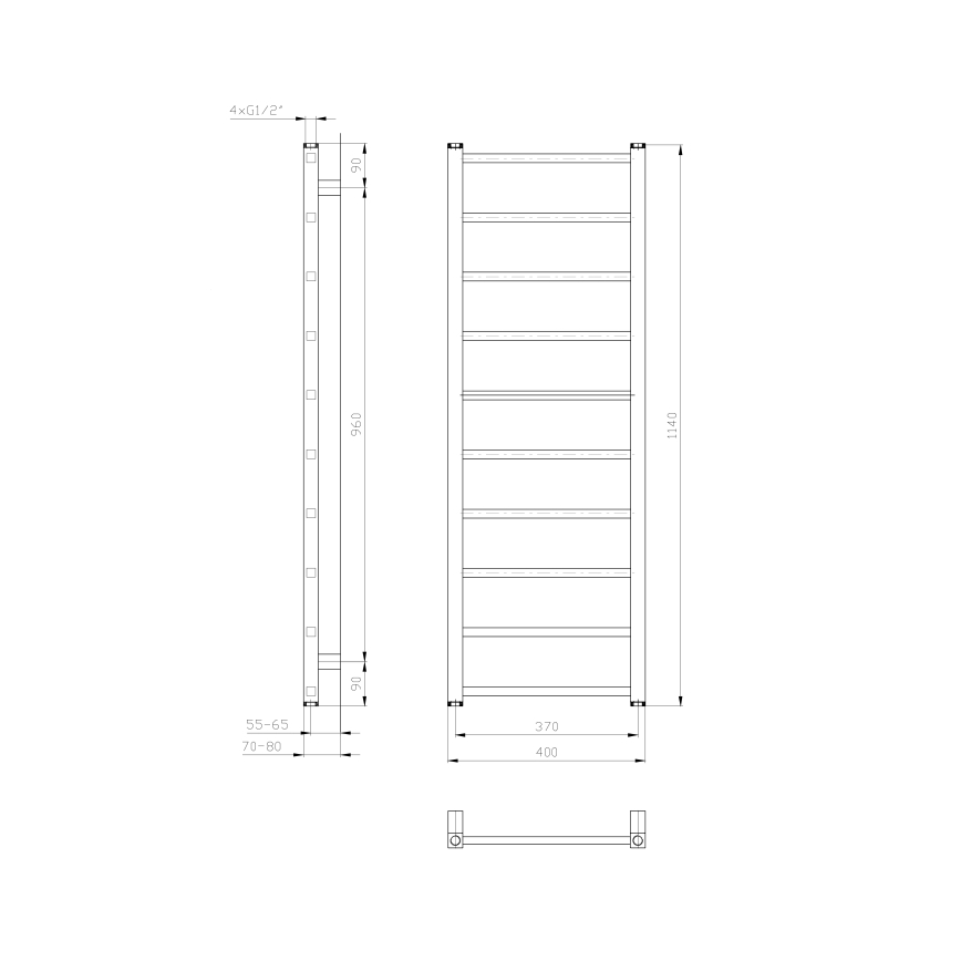 Sapho - Kupatilski radijator METRO LIGHT 247W 40x114 cm bela