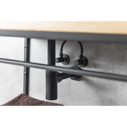 Sapho - Kutni ventil sa rozetom okrugli/mat crne boje