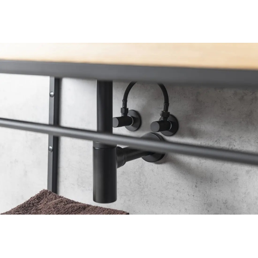 Sapho - Kutni ventil sa rozetom okrugli/mat crne boje