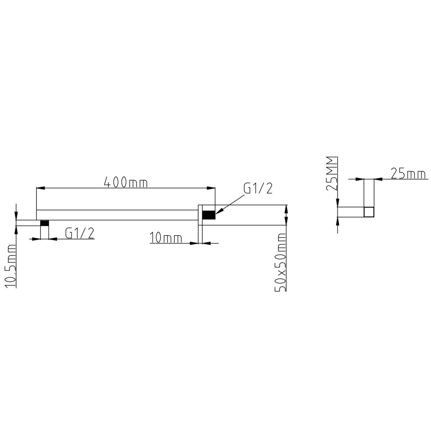 Sapho - Kvadratna tuš ruka 40 cm mat crna