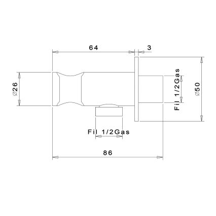 Sapho - Okrugli fiksni držač za tuš sa izlazom, hrom visokog sjaja