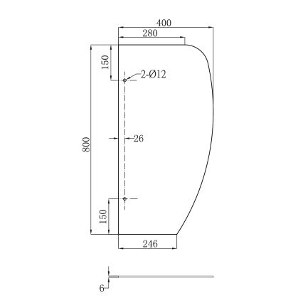Sapho - Pregrada za pisoare 40x80 cm matirano staklo