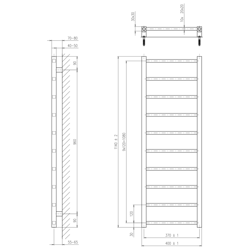 Sapho - Radiator za kupatilo METRO LIGHT 114x40 cm sjajni hrom
