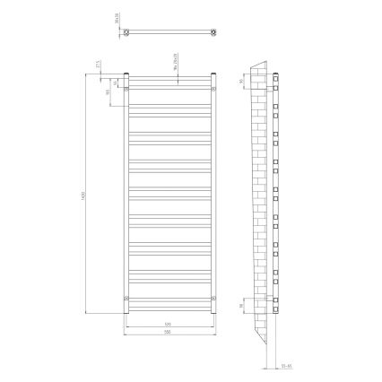 Sapho - Radijator za kupatilo METRO DOS 143x55 cm, mat crne boje