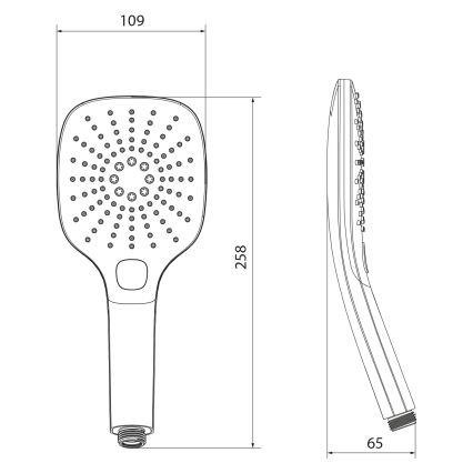 Sapho - Ručna tuš slušalica sa dugmetom, mat crna