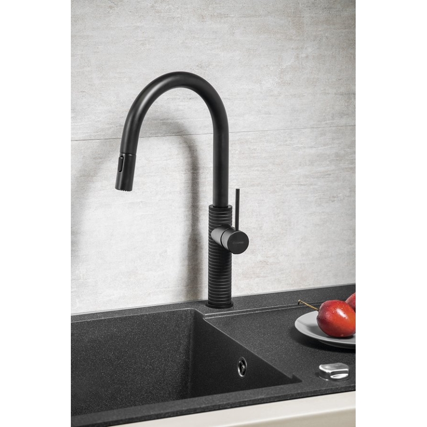 Sapho - Slavina za sudoperu sa izvlačivim tušem FLAWO mat crna