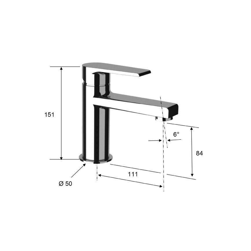 Sapho - Slavina za umivaonik KAI 15 cm mat crna