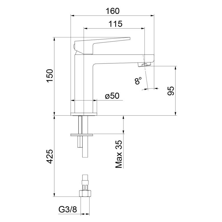 Sapho - Slavina za umivaonik TURSI 15 cm, sjajni hrom