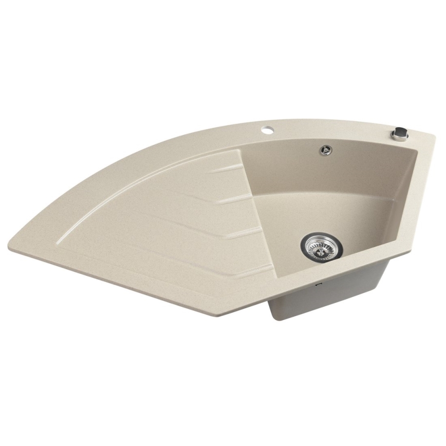 Sapho - Ugaoni kuhinjski sudoper 114x57,5 cm granit/bež