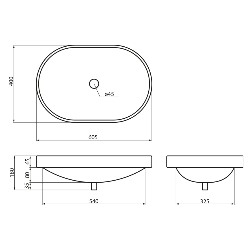 Sapho - Ugradni umivaonik LIMA 60x40 cm keramika/bela