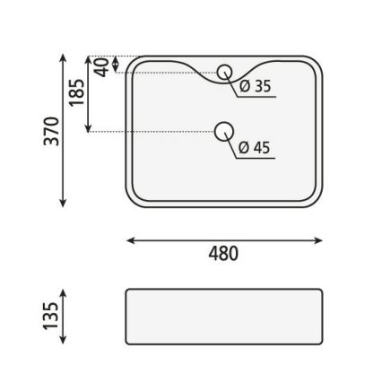 Sapho - Umivaonik na ploču BALENA 48x37 cm keramika/bela