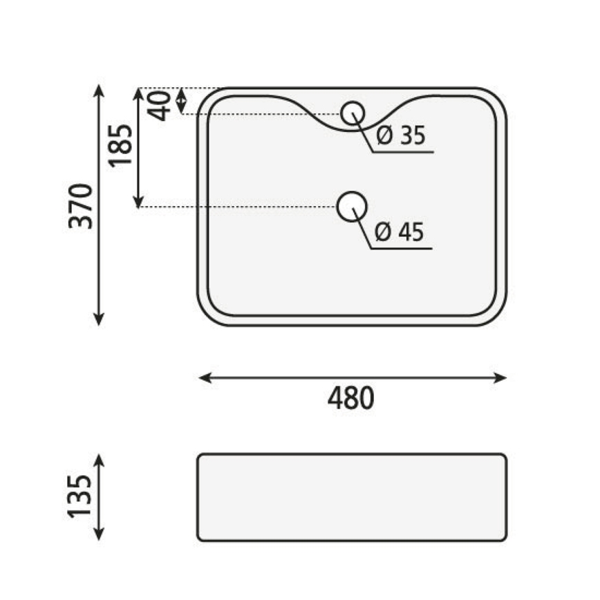 Sapho - Umivaonik na ploču BALENA 48x37 cm keramika/bela