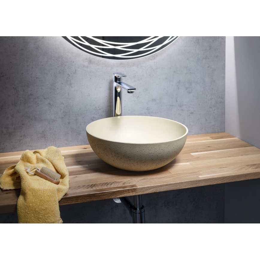 Sapho - Umivaonik na radnu ploču FORMIGO, prečnika 39 cm, beton/bež