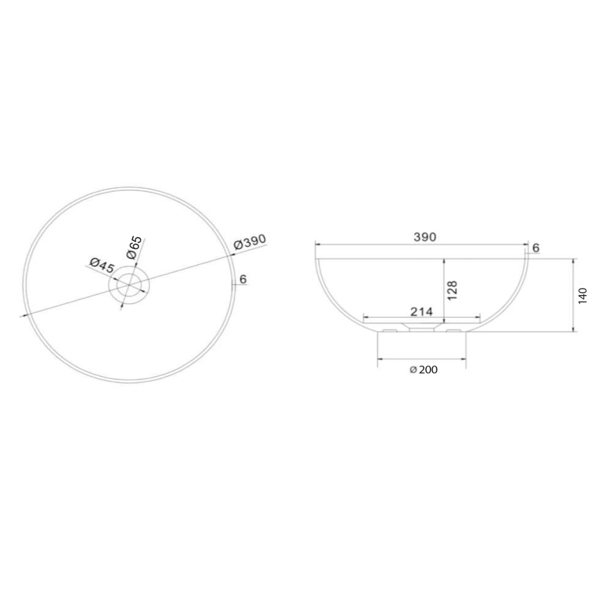Sapho - Umivaonik na radnu ploču FORMIGO, prečnika 39 cm, beton/bež