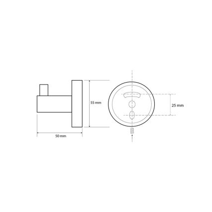 Sapho - Zidna kuka X-ROUND 5x5,5 cm mat crne boje