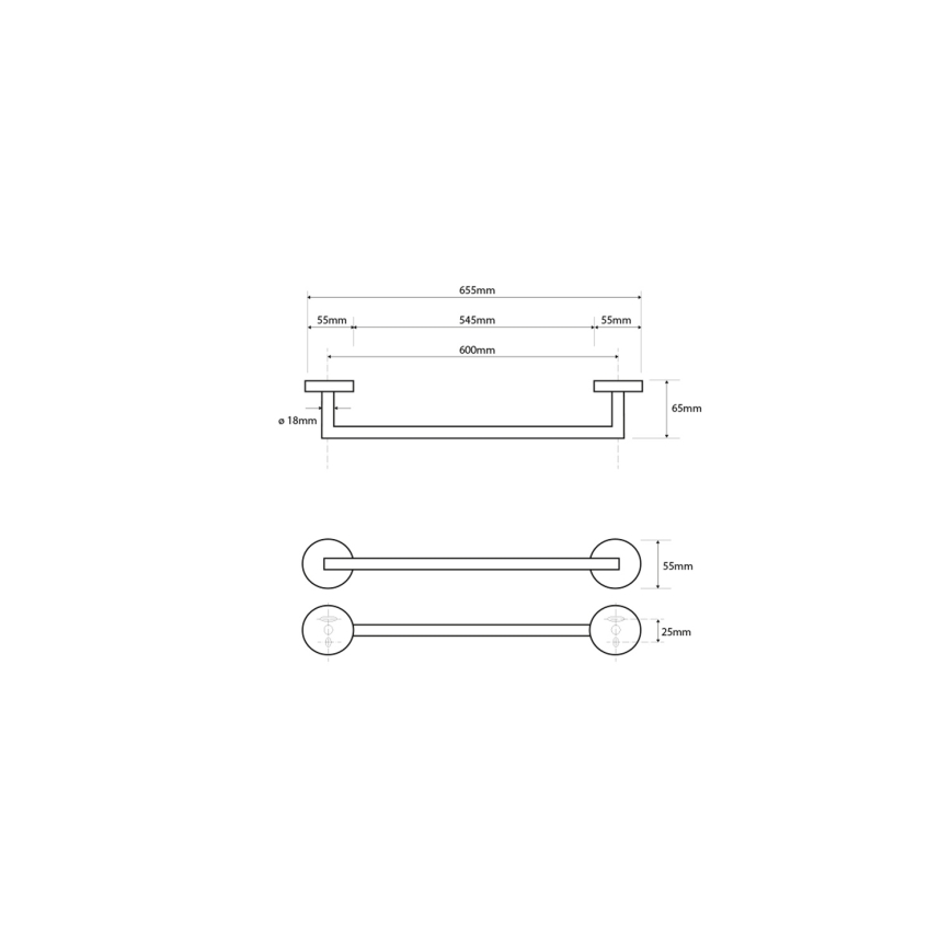 Sapho - Zidna vešalica za peškire X-ROUND 6,5x65,5 cm, sjajni hrom