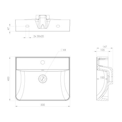 Sapho - Zidni umivaonik 50x40 cm od livenog mermera/bela
