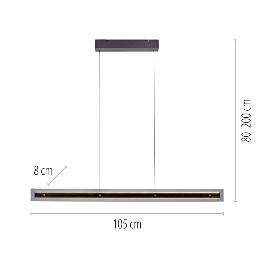 Schöner Wohnen 11316-18 - LED prigušiva luster na sajli LENA LED/32W/230V 105 cm crna