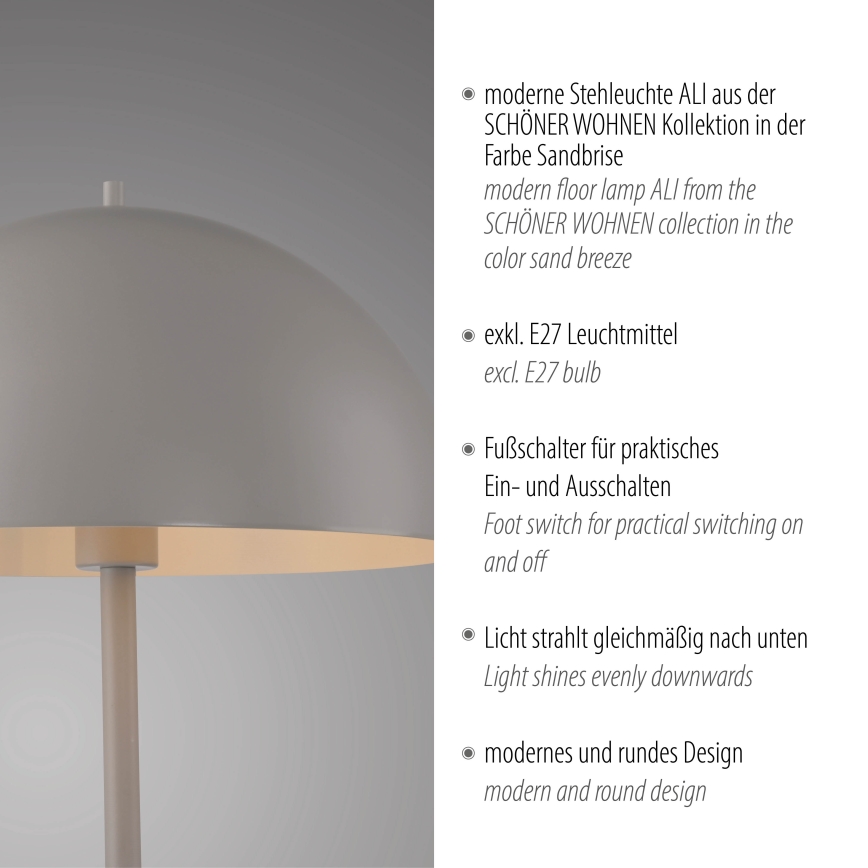 Schöner Wohnen 11727-39 - Stojeća lampa ALI 1xE27/25W/230V siva