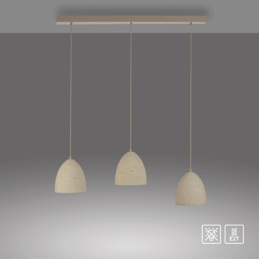 Schöner Wohnen 12541-42 - Luster na sajli TRAVENTA 3xE27/40W/230V beton