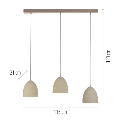 Schöner Wohnen 12541-42 - Luster na sajli TRAVENTA 3xE27/40W/230V beton