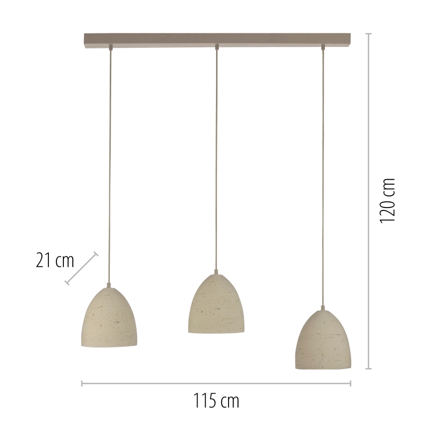 Schöner Wohnen 12541-42 - Luster na sajli TRAVENTA 3xE27/40W/230V beton