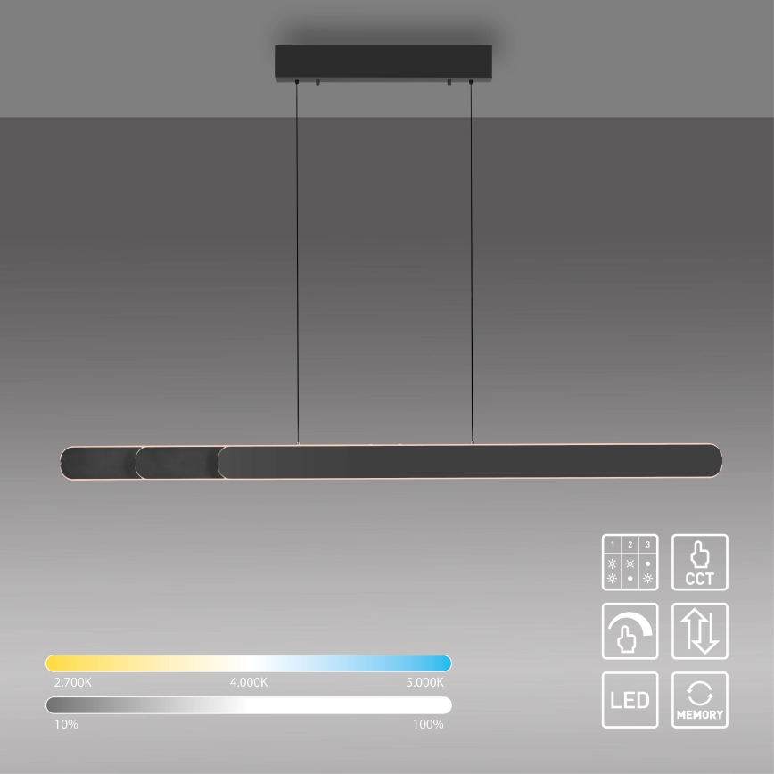 Schöner Wohnen 12577-18 - LED prigušiva luster na sajli ADRIANA ROUND 2xLED/24W/230V 2700/3000/3500/4000/5000K 160 cm crna