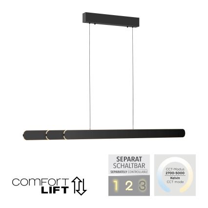 Schöner Wohnen 12577-18 - LED prigušiva luster na sajli ADRIANA ROUND 2xLED/24W/230V 2700/3000/3500/4000/5000K 160 cm crna