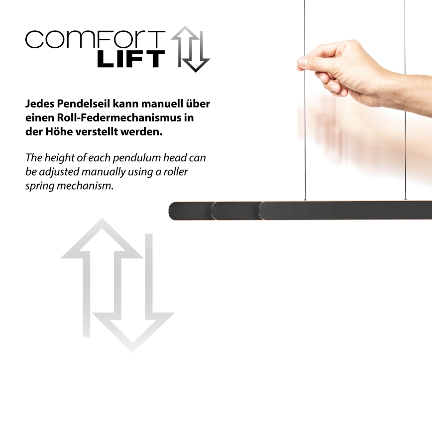 Schöner Wohnen 12577-18 - LED prigušiva luster na sajli ADRIANA ROUND 2xLED/24W/230V 2700/3000/3500/4000/5000K 160 cm crna