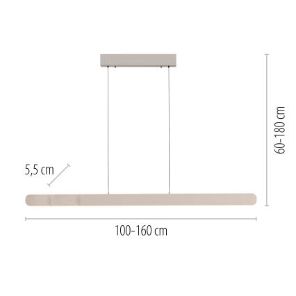 Schöner Wohnen 12577-39 - LED prigušiva luster na sajli ADRIANA ROUND 2xLED/24W/230V 2700/3000/3500/4000/5000K 160 cm siva