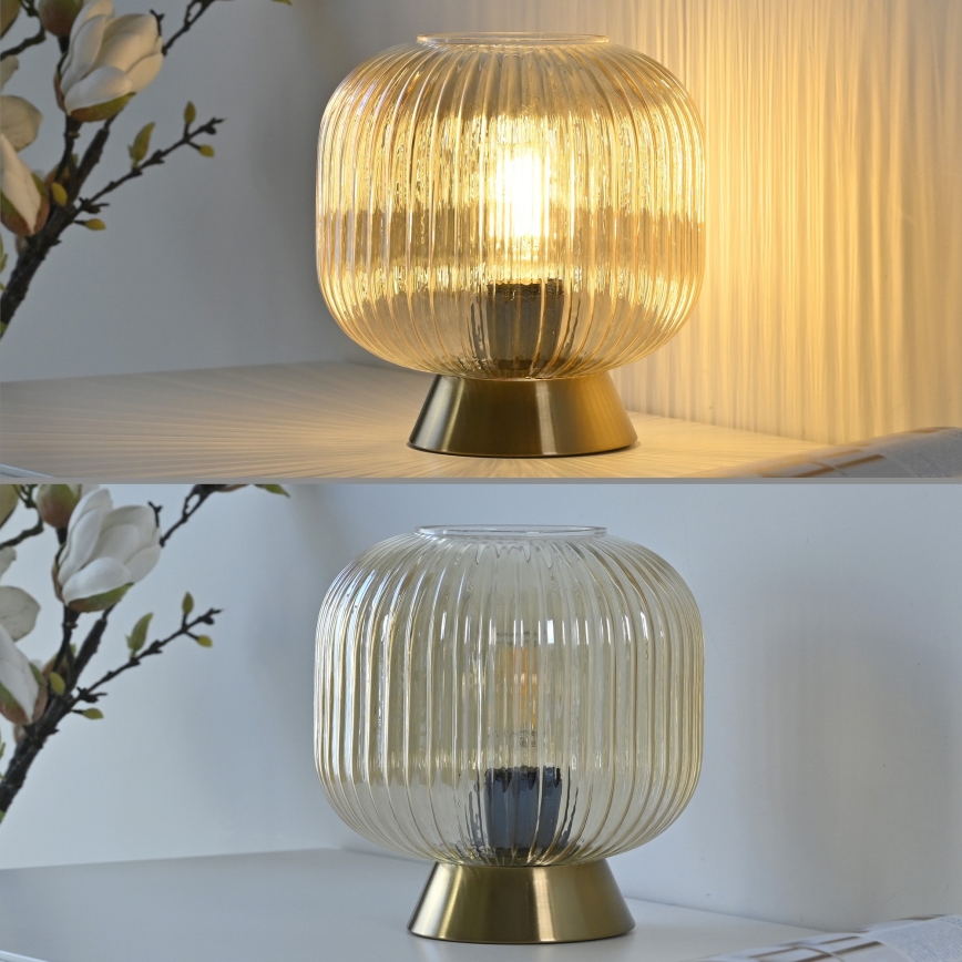 Schöner Wohnen 13573-27 - Stona lampa NAMI 1xE27/25W/230V zlatna/bež/zadimljena