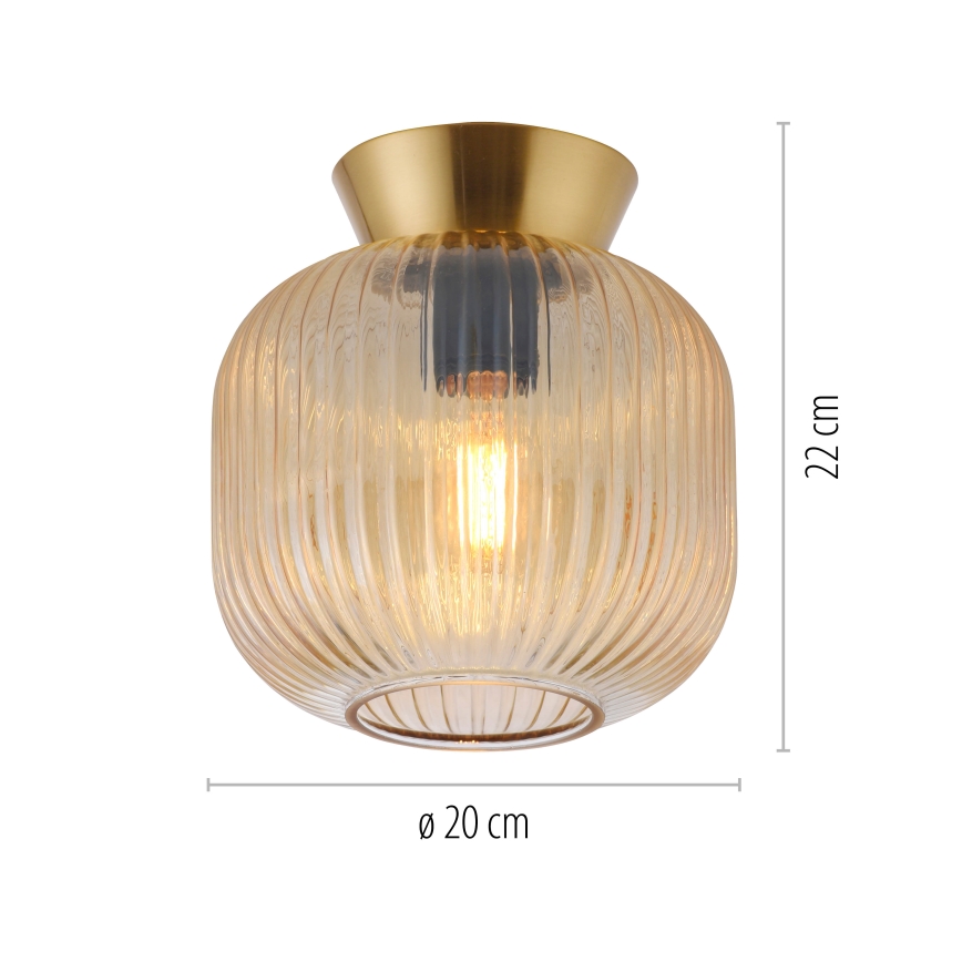 Schöner Wohnen 13574-27 - Plafonska lampa NAMI 1xE27/25W/230V prečnik 20 cm zlatna/bež/zadimljena