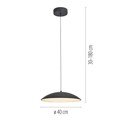 Schöner Wohnen 14606-18 - LED prigušiva viseći luster na sajli LENTE LED/17W/230V Ø 40 cm crna