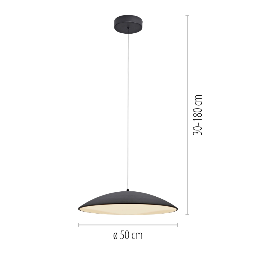 Schöner Wohnen 14607-18 - LED prigušiva luster na sajli LENTE LED/23W/230V prečnik 50 cm crna