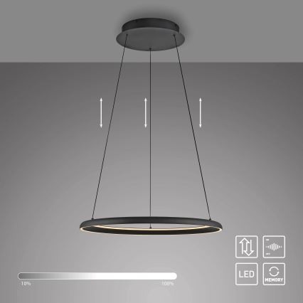 Schöner Wohnen 15570-18 - Elegantan LED luster na sajli QUILLO sa prigušiva LED/36W/230V, prečnik 60 cm, crna