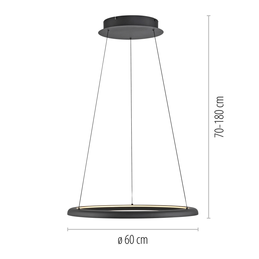 Schöner Wohnen 15570-18 - Elegantan LED luster na sajli QUILLO sa prigušiva LED/36W/230V, prečnik 60 cm, crna