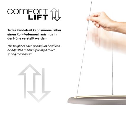 Schöner Wohnen 15570-39 - LED prigušiva viseći luster na sajli QUILLO LED/36W/230V, prečnik 60 cm, siva