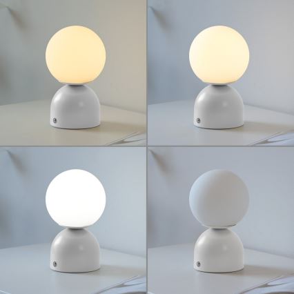 Schöner Wohnen 19218-16 - LED prigušiva dodirna punjiva stona lampa RUDI LED/1,2W/5V 3000-6000K 1200 mAh bela