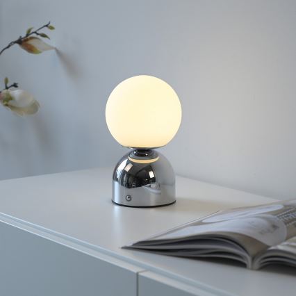 Schöner Wohnen 19218-17 - LED prigušiva dodirna punjiva stona lampa RUDI LED/1,2W/5V 3000-6000K 1200 mAh sjajni hrom