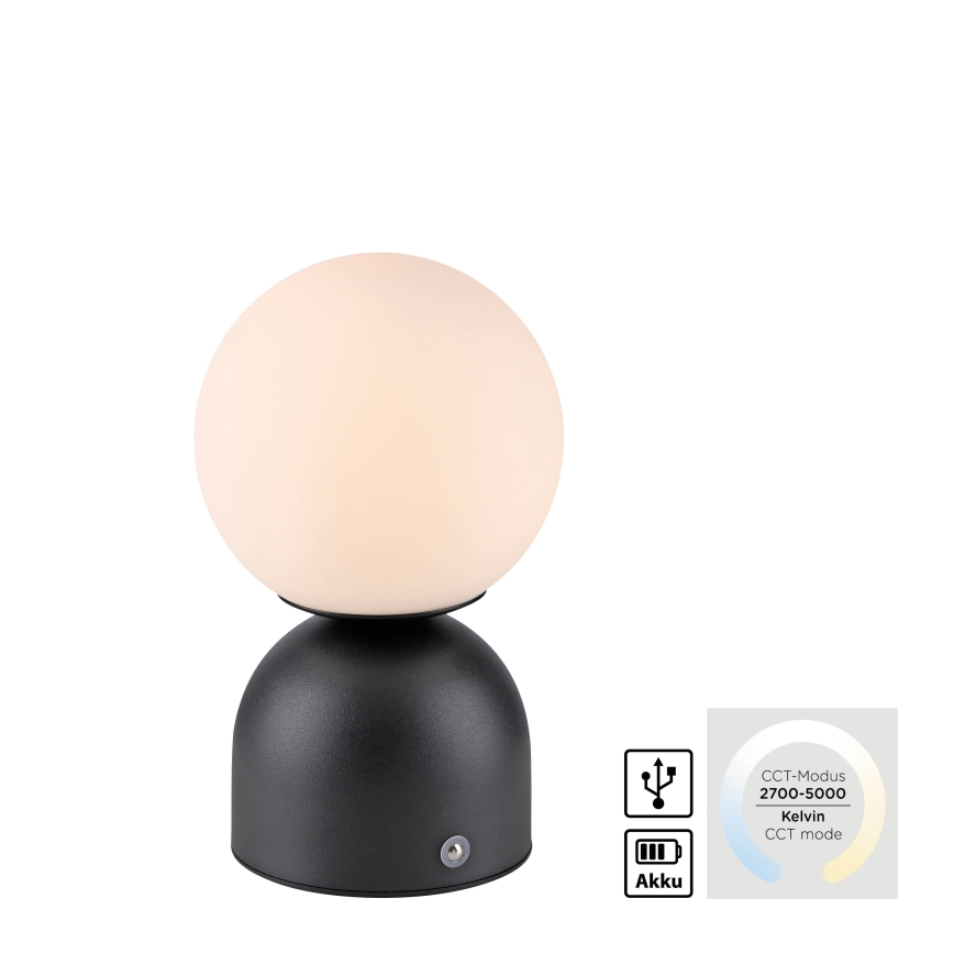 Schöner Wohnen 19218-18 - LED prigušiva dodirna punjiva stona lampa RUDI LED/1,2W/5V 3000-6000K 1200 mAh crna