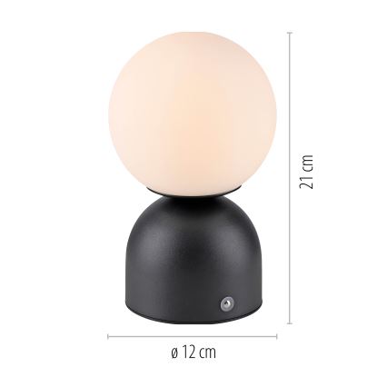 Schöner Wohnen 19218-18 - LED prigušiva dodirna punjiva stona lampa RUDI LED/1,2W/5V 3000-6000K 1200 mAh crna